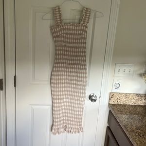 Tan and white checkered sun dress